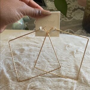 Large Gold Square Hoop Earrings
